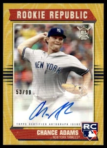 2019 Topps Big League Rookie Republic Autographs Gold Chance Adams Auto 53/99 - Picture 1 of 2