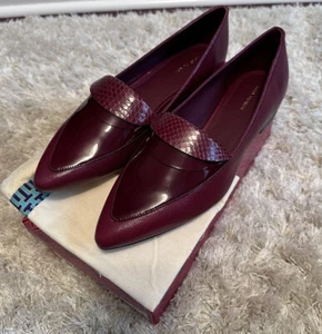 Neu mit Karton Tory Burch Envelope Loafer gekräuselt Lack Kuh flache Rubino Schuhe Größe 9,5 - Bild 1 von 14
