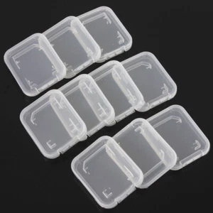 10pcs Transparent Standard SD SDHC Memory Card Case Holder Storage Boxes Plastic - Foto 1 di 12