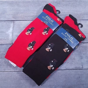 POLO RALPH LAUREN Socks Mens Martini Polo Bear Set 4 Pairs Black Red 10-13 - Picture 1 of 4