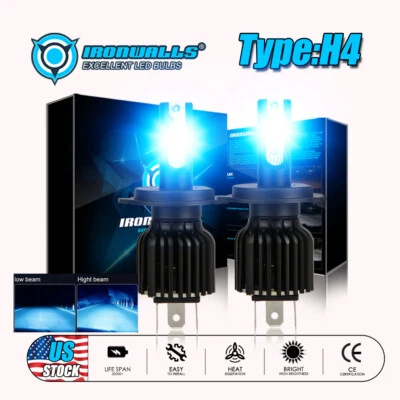 H4 9003 HB2 LED Bulbs Hi/Lo Beam 8000K Ice Blue Motorcycle Headlight High Power - Image 1 of 4