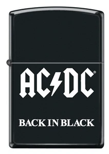ZIPPO Feuerzeug ACDC - BLACK IN BLACK Street Chrome Zippo Musik Rockband NEU OVP - Picture 1 of 2