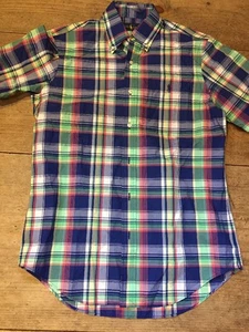 Ralph Lauren Polo Shirt button Down SS S Small Ryl Green Mu Plaid NWT - Picture 1 of 8