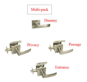 Satin Nickel Square Door Handle Lever Locks Passage Privacy Entry Brushed Nickel