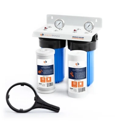 2-Stage Big Blue 10" Whole House System+ Bracket+ Sediment+Carbon Block Filters - Image 1 of 4