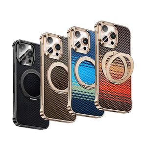 For iPhone 14 15 16 Pro Max Mag Safe Case w/Slim Stand with Feeling Aramid Fiber - Picture 1 of 11