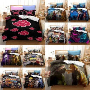 3D Naruto Anime 2/3PC Bedding Set Quilt Duvet Cover Pillowcase Single Double UK - Picture 1 of 13