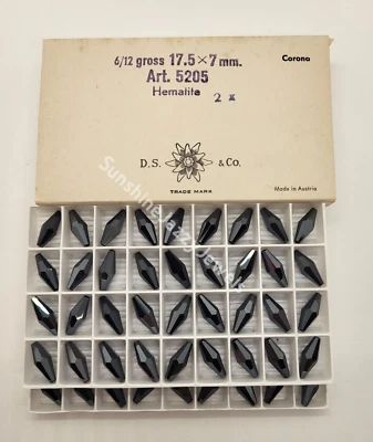 Factory Pack Swarovski Crystal Hematite 17mm Elongated Squared Tube 5205 Beads - Image 1 of 2