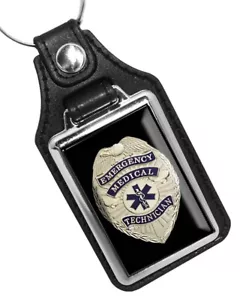 Llavero de cuero sintético con diseño de insignia dorada técnico médico de emergencia EMS - Imagen 1 de 3