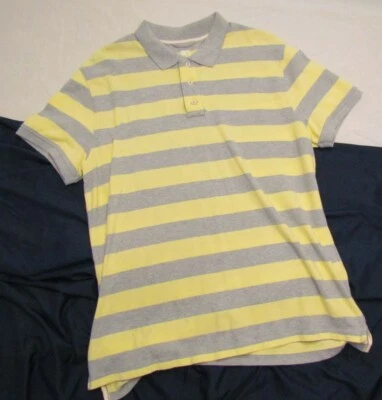 JCP Combed Cotton Men's XLarge Polo Gray/Yellow stripes - Image 1 of 4