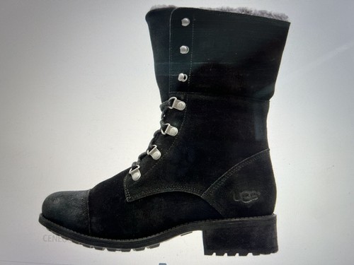 Stivali da trekking stringati foderati in pelliccia di pecora scamosciata neri UGG Gradin pieghe 7