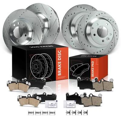 Rotor y pastilla de freno perforados laterales delanteros y traseros 12 piezas para Audi Q7 2007-2015 Porsche Foto 1 de 4