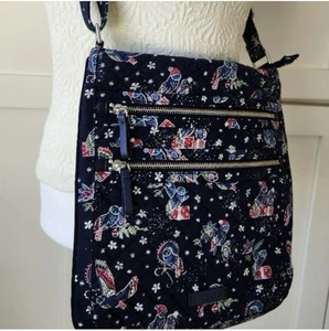 Bolso Bandolera Vera Bradley Navidad Vacaciones Búho Triple Cremallera Hipster Azul - Imagen 1 de 9