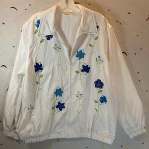 Alfred Dunner Jacke weiß Größe 16 Reißverschluss Damen Blumen Taschen " - Bild 1 von 11