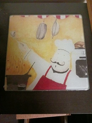 New Kitchen Cutting Board Chef Pic   Concept Tempered Glass  - Image 1 of 2