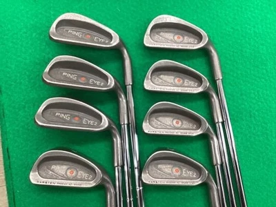 Ping EYE2 Stainless Iron Set 3-9,PW,SW RH ZZ Lite Steel UNI Flex Orange Dot 8pcs - Image 1 of 4