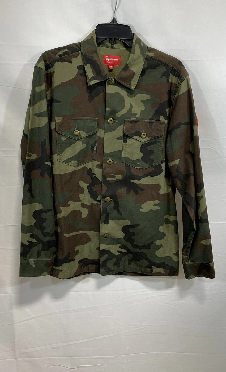Supreme迷彩休闲纽扣衬衫男式| eBay