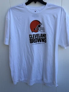 Cleveland Browns T-Shirt Fanatici Uomo 2XL Bianco NFL Calcio Arancione Casco Nuova - Foto 1 di 4