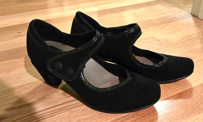 Earthies by Earth Lucca Black Shoes 9 Retro Steampunk Suede Mary Jane Heels - Image 1 of 4