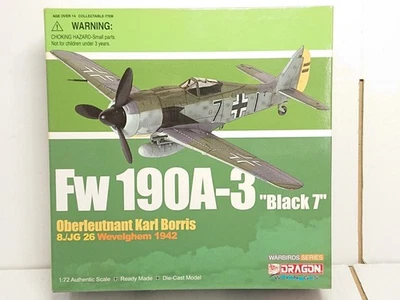 1/72 Dragon Wings Warbirds Focke Wulf Fw190A-3 Karl Borris 8./JG26 Black 7 1942 - Immagine 1 di 4