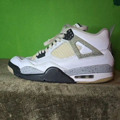Jordan 4 Retro OG Medio Blanco Cemento Zapatos Para Hombre Talla 9.5 Tenis Sin Caja Foto 1 de 4