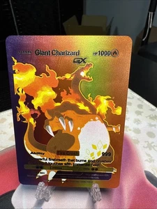 Giant Charizard GX Rainbow FOIL HP1000 fire crush Fan Art Card 💥💥💥💥 - Picture 1 of 2