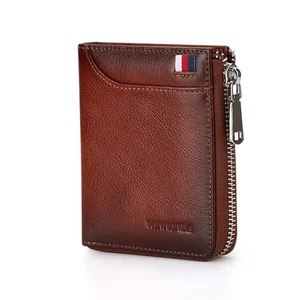 Wallets for Men Genuine Leather,Slim Zipper Mens Wallet RFID Blocking with Fr... - Bild 1 von 7