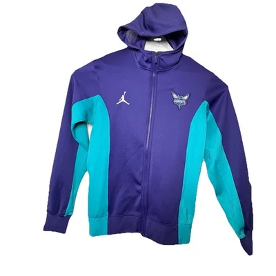 Charlotte Hornets Jordan Full Zip Basketball Jacket Hooded Purple Teal Men Med O - Image 1 of 4