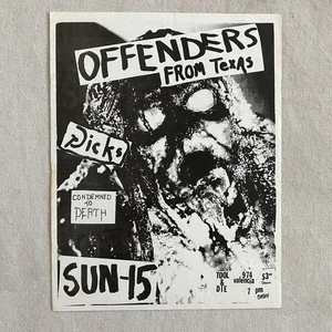 1984 Offenders From Texas Schwänze Show Flyer Tool & Die San Francisco Punk TX - Bild 1 von 10
