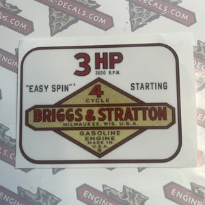 Briggs & Stratton 3 hp cubierta calcomanía vinilo fácil aplicación años 60 y 70 - Imagen 1 de 1
