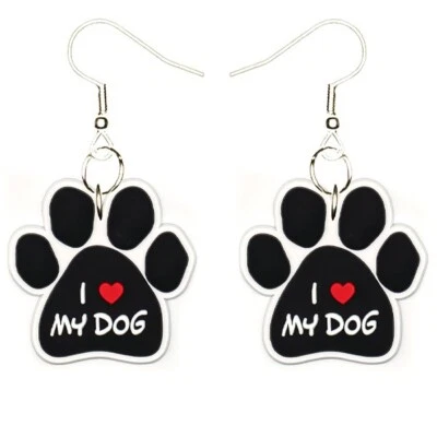 Pendientes Love My Dog hechos a mano hipoalergénicos enchapados en plata anzuelos Foto 1 de 4