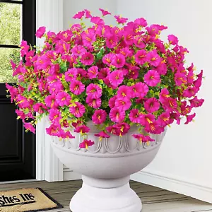 12 Bundles Look Real Artificial Flowers for Outdoors, Realistic Fake Outdoor - Picture 1 of 7