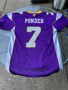 Reebok On Field NFL Jersey Size M Vikings Christian Ponder #7 White Purple - Picture 1 of 9