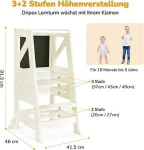 B-WAREN Lernturm Lernstuhl Kinderstuhl Kindertritt Küche Learning Tower Weiß - Bild 1 von 9