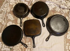 5 Wagner Ware Lodge Cast Iron Skillet Griddle Pans - Picture 1 of 10