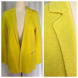 NWT Talbots XS Chartreuse Yellow Sweater Blazer Thick Warm Cardigan Wool Blend - Picture 1 of 8