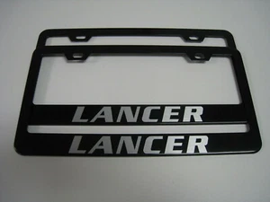 2 nuevos marcos de matrícula de metal delanteros y traseros Mitsubishi "LANCER" NEGRO - Imagen 1 de 3