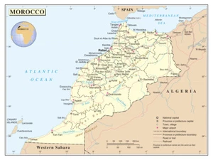 Morocco Political Administrative Province Road Rail City Country Map Poster - Picture 1 of 1