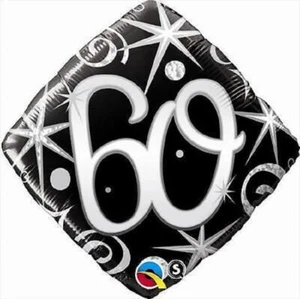 18" Elegant Sparkles 60TH Birthday Mylar Foil Balloon Party Decoration - Picture 1 of 1
