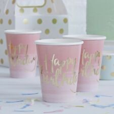Ginger Ray Gold Foiled Pink Ombre Happy Birthday Party Paper Cups 8