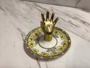 Vintage NIPPON HAND RING HOLDER DISH Gold Moriage Gilt China - Picture 1 of 9