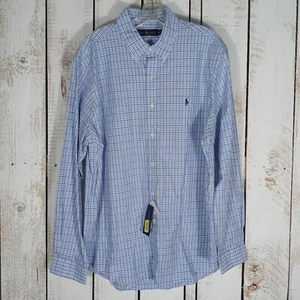 NEU Ralph Lauren Hemd Herren XL kariert kariert Baumwolle blau Pony Logo Oxford Preppy - Bild 1 von 8