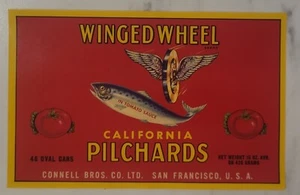 LABEL Winged Wheel Pilchards San Francisco California Motorcycle - Picture 1 of 1