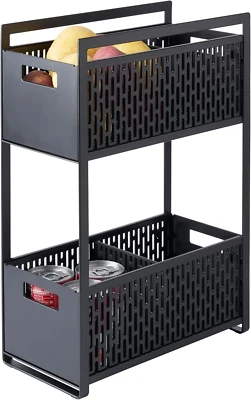 Home Tower 2 Tier Sliding Baskets Organizer Rack for Pantry or under Sink Storag - Image 1 of 4