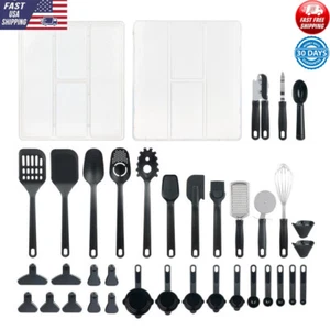 36 Pcs Kitchen Utensil Set W/ Organizer Cooking Tool Home Baking Storage Durable - Picture 1 of 19