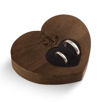 Hochzeit Ringkissen Herz individuell 10x8,5cm Kebony Holz - Anker - Bild 1 von 4