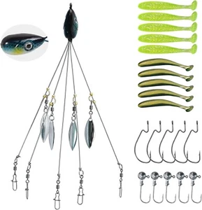 21-Piece Alabama Umbrella Rig Kit for Bass, Walleye, Trout Fishing Lures - Picture 1 of 7