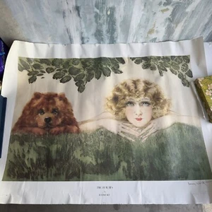 Zwei Schönheiten Mädchen Chow Hund von Louis Icart Art Deco 23x31 Vintage Poster Aa1 - Bild 1 von 11