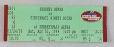 AHL 1999 04/03 Cincinnati Mighty Ducks at Hershey Bears Hockey Full Ticket