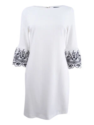 Tommy Hilfiger Women's Embroidered Bell-Sleeve Sheath Dress - Image 1 of 2